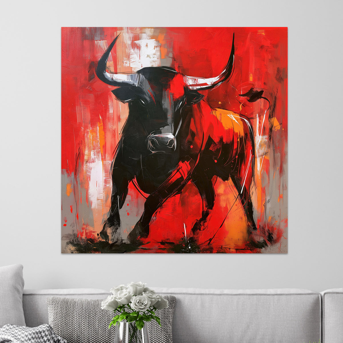 Stier in Rot und Schwarz