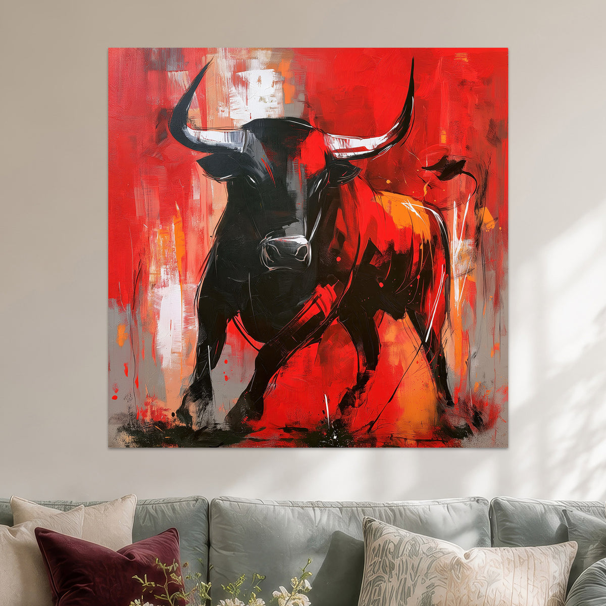 Stier in Rot und Schwarz