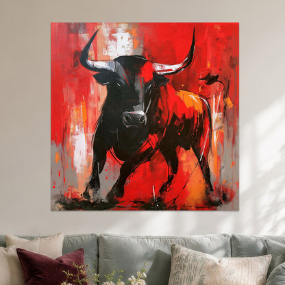 Stier in Rot und Schwarz