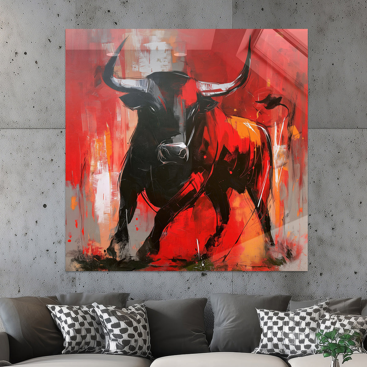 Stier in Rot und Schwarz