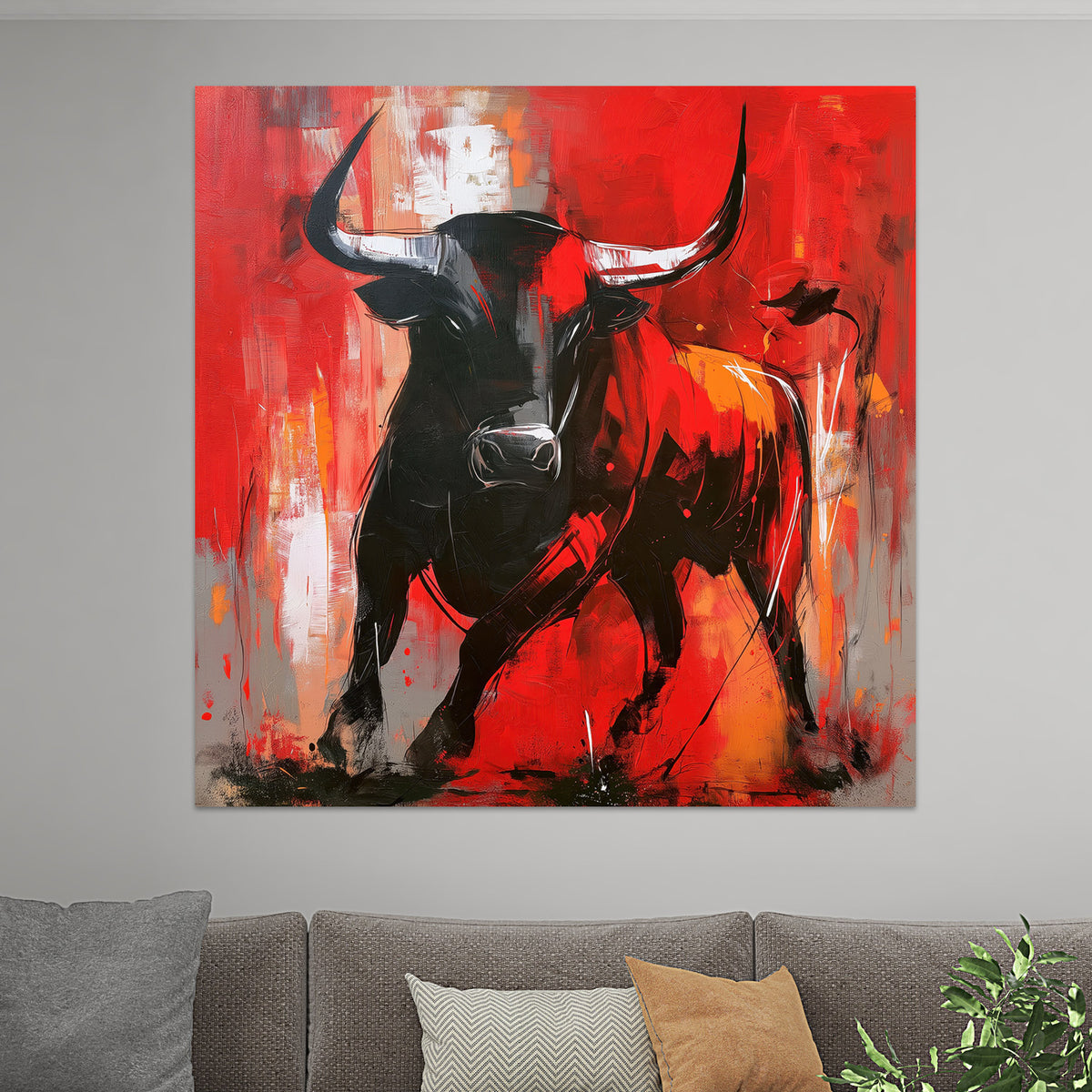 Stier in Rot und Schwarz