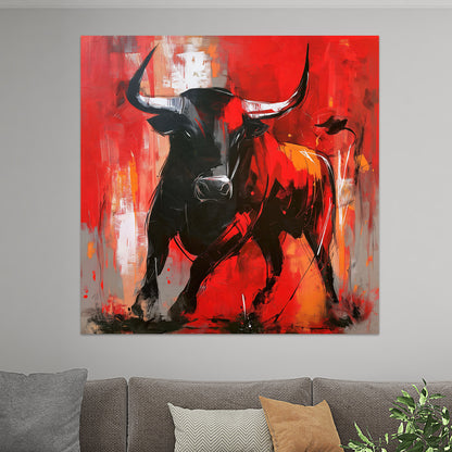 Stier in Rot und Schwarz