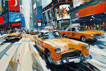 New York Taxis in Manhattan Times Square Gemälde als Kunstdruck. Jetzt bestellen als Wandbild auf Leinwand, Alu-Dibond, Acrylglas oder als Poster.