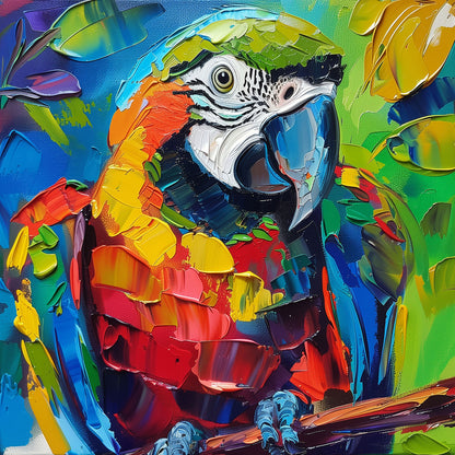 Modernes Papageien-Gemälde als hochwertiger Kunstruck auf Leinwand, Alu-Dibond oder hinter Acrylglas.