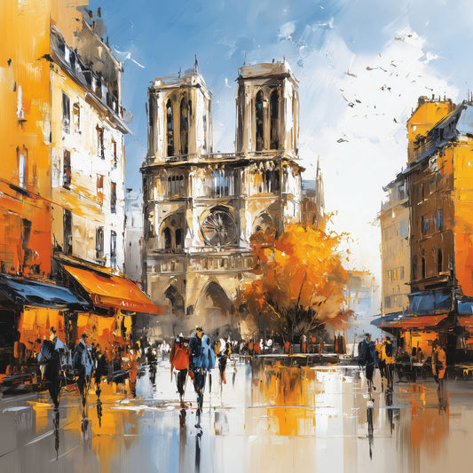 Modernes impressionistisches Paris Wandbild im Stil eines Gemäldes als hochwertiger Kunstdruck auf Leinwand, Alu-Dibond oder hinter Acrylglas.