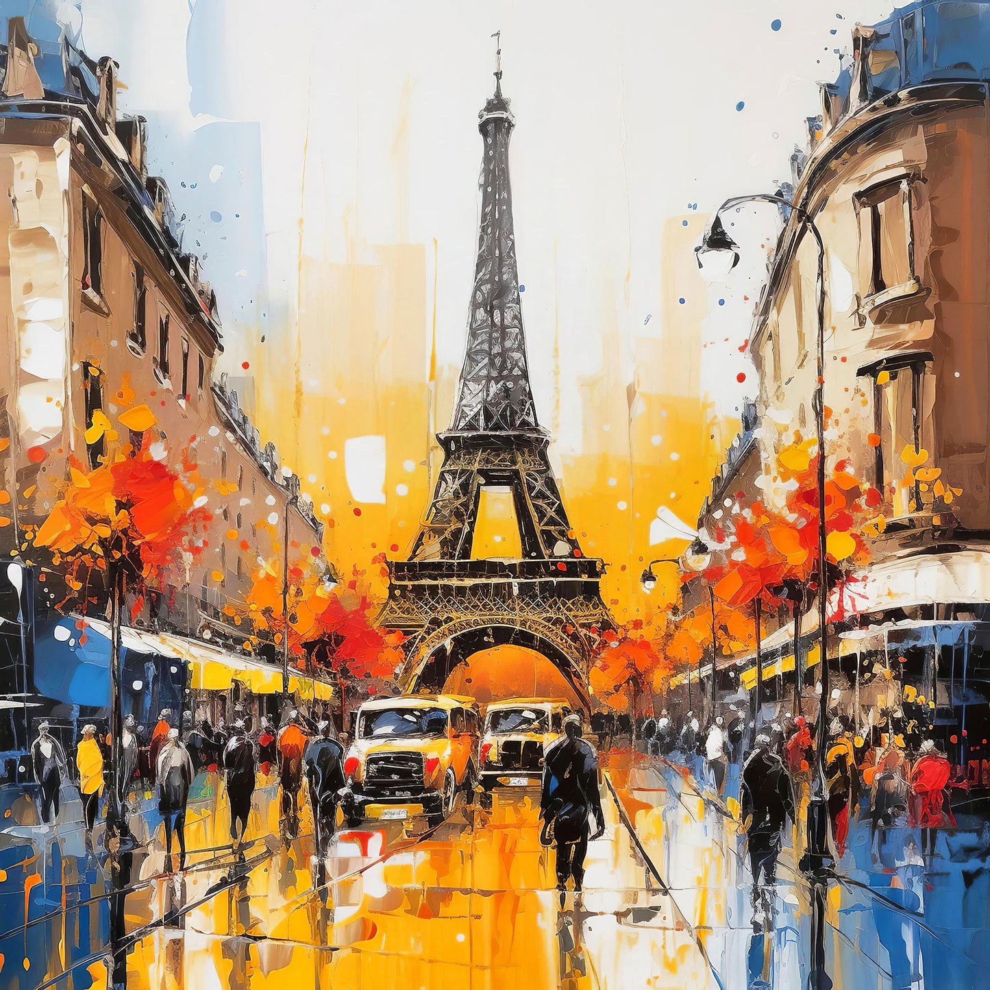 Farbenfrohes Paris Gemälde. Ein hochwertiger Kunstdruck als Wandbild auf Leinwand, hinter Acrylglas oder auf Alu-Dibond online kaufen.