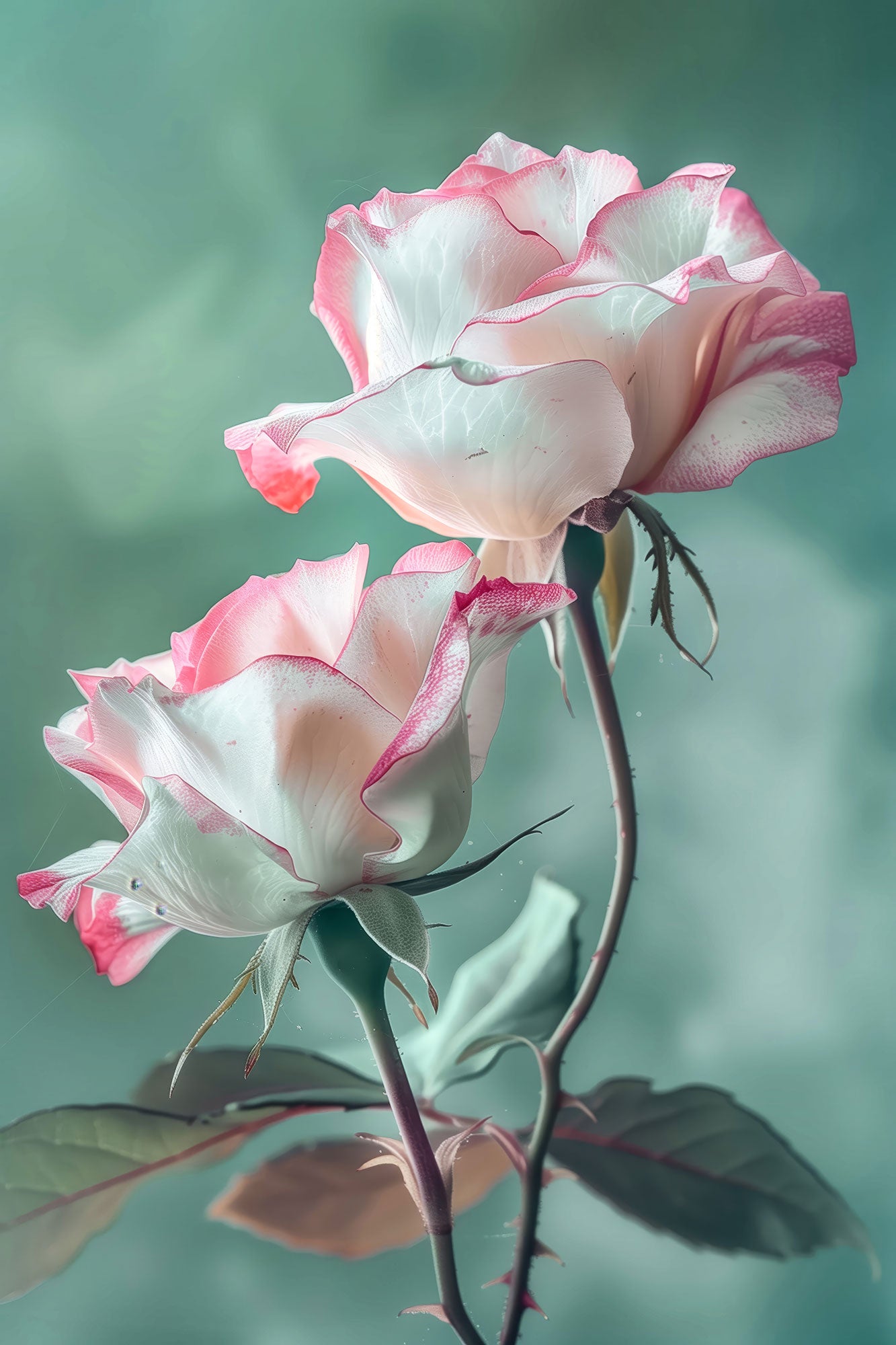 Modernes Rosen-Motiv im Stil einer detailreichen Fine-Art-Fotografie als hochwertiger Kunstdruck auf Leinwand, hinter Acrylglas oder auf Alu-Dibond.