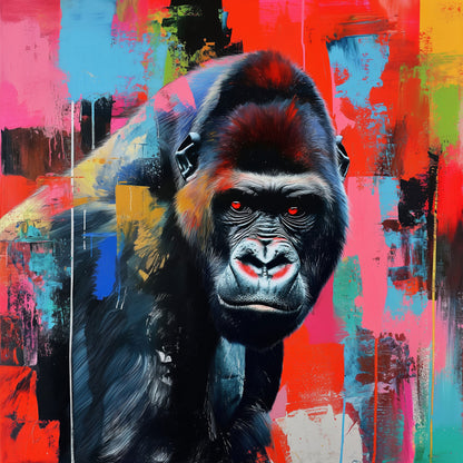 Modernes Popart / Mixed Media Gorilla Motiv als hochwertiger Kunstdruck auf Leinwand, Acrylglas oder Alu-Dibond kaufen mit kostenlosem Versand.