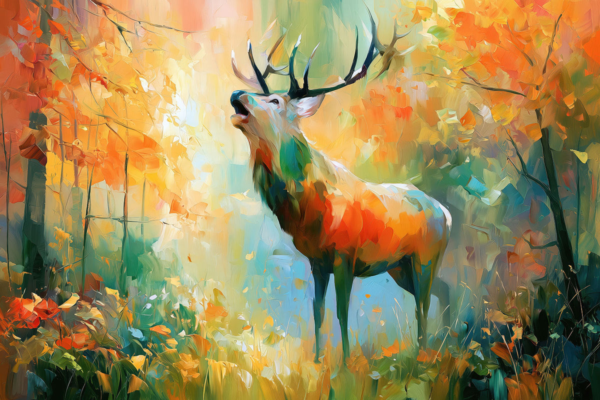 Röhrender Hirsch Gemälde als hochwertiger Kunstdruck. Jetzt bestellen als Wandbild auf Leinwand, Alu-Dibond, hinter Acrylglas oder als Poster. 