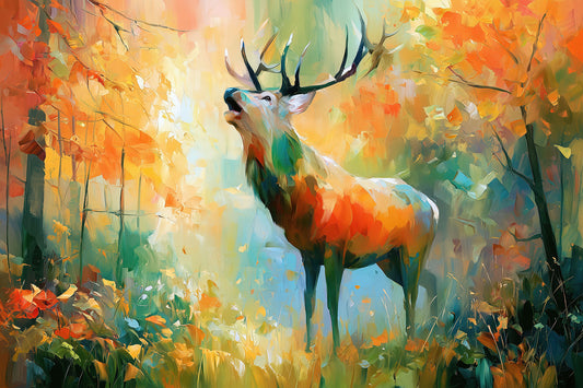 Röhrender Hirsch Gemälde als hochwertiger Kunstdruck. Jetzt bestellen als Wandbild auf Leinwand, Alu-Dibond, hinter Acrylglas oder als Poster. 