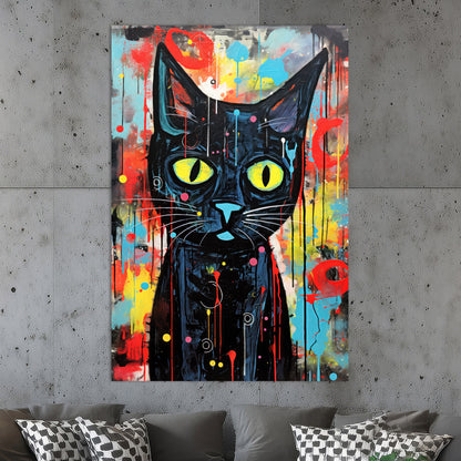 Schwarze Pop Art Katze