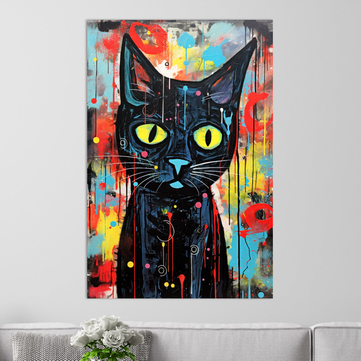 Schwarze Pop Art Katze