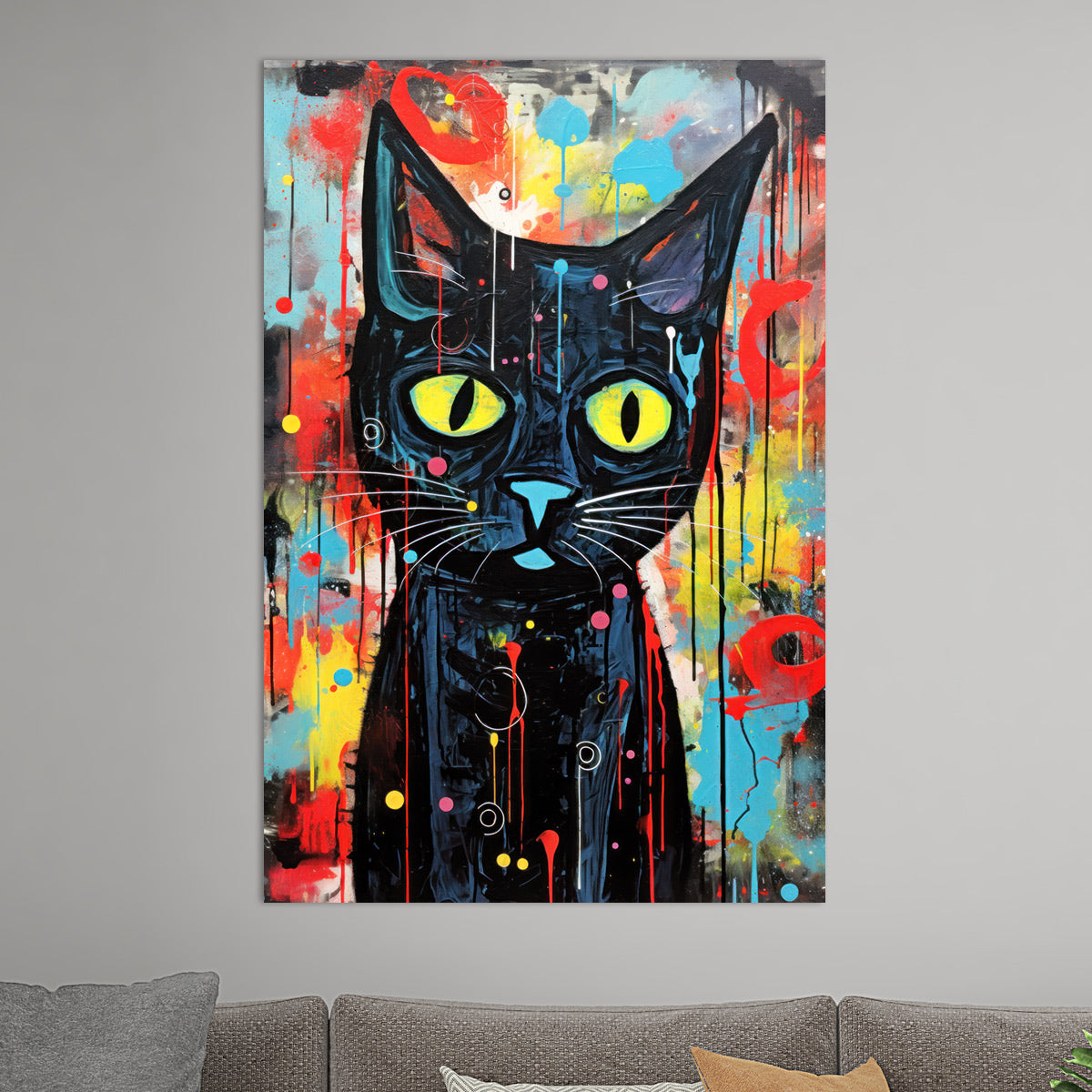 Schwarze Pop Art Katze