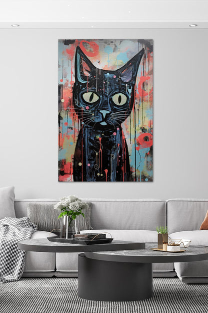 Schwarze Pop Art Katze