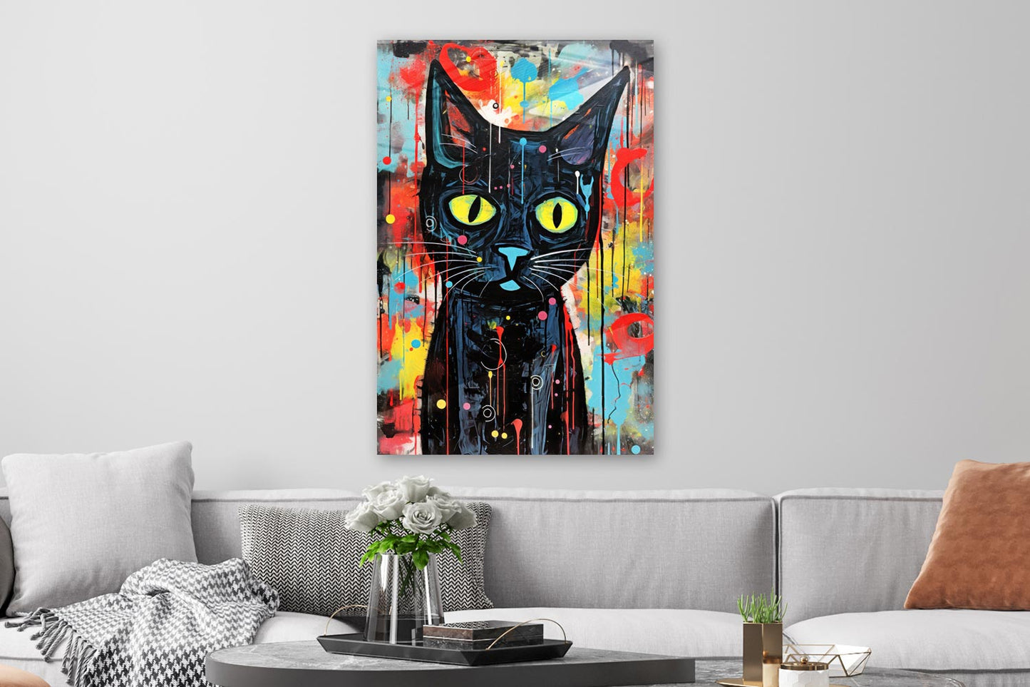 Schwarze Pop Art Katze