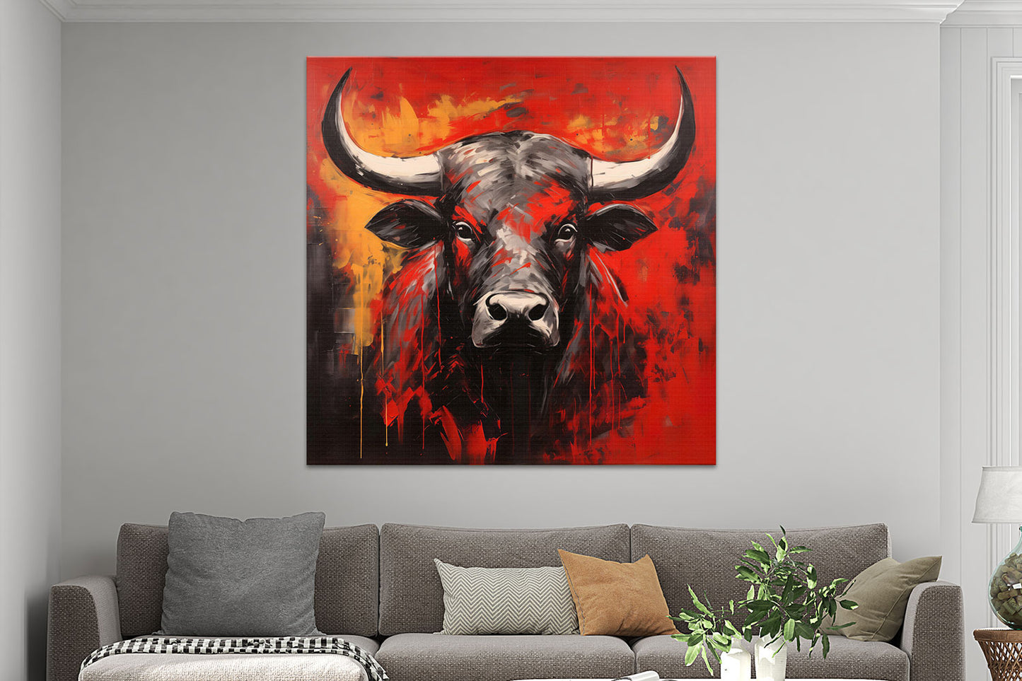 Stier in Schwarz und Rot