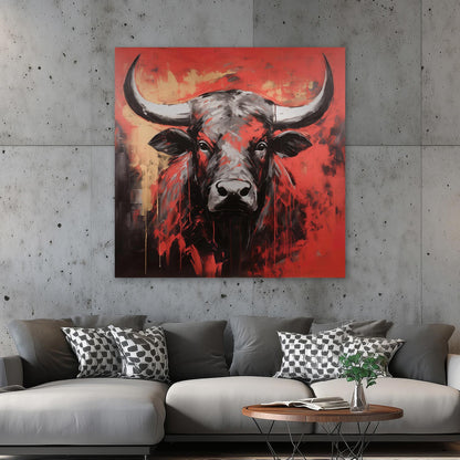 Stier in Schwarz und Rot