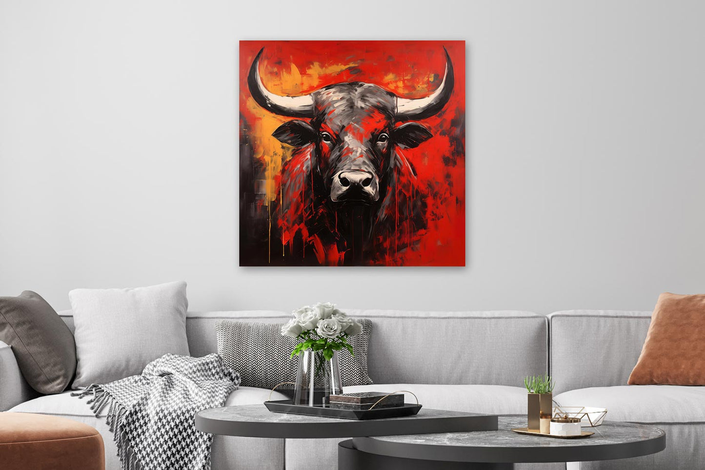 Stier in Schwarz und Rot