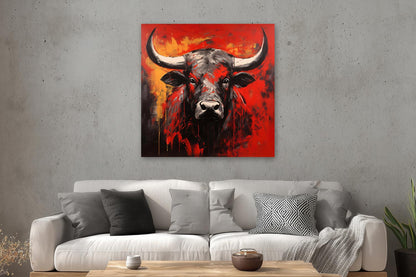 Stier in Schwarz und Rot