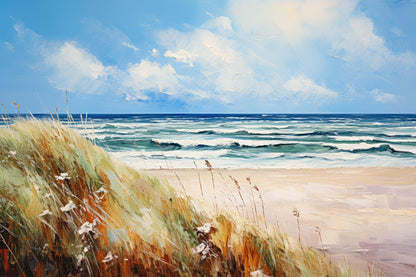 Sylter Strand-Gemälde als hochwertiger Kunstdruck online kaufen, auf Leinwand, Alu-Dibond oder hinter Acrylglas.
