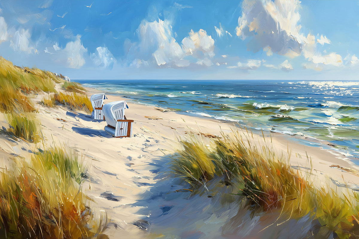 Ostseestrand-Gemälde als hochwertiger Kunstdruck. Jetzt bestellen als Wandbild auf Leinwand, Alu-Dibond, hinter Acrylglas oder als Poster. Versandkostenfreie Lieferung innerhalb Deutschlands.