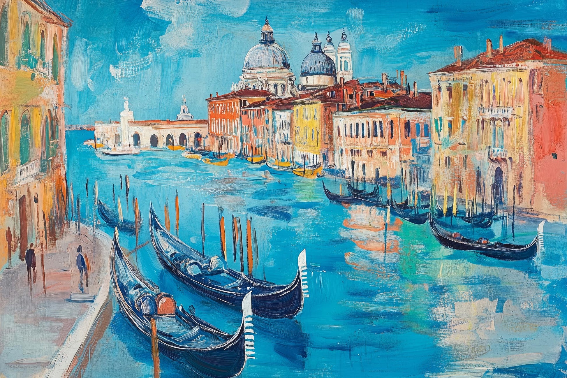 Venedig Gemälde Canal Grande als hochwertiger Kunstdruck auf Leinwand, Alu-Dibond oder hinter Acrylglas.