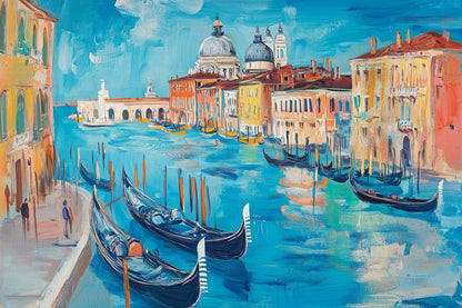 Venedig Gemälde Canal Grande als hochwertiger Kunstdruck auf Leinwand, Alu-Dibond oder hinter Acrylglas.