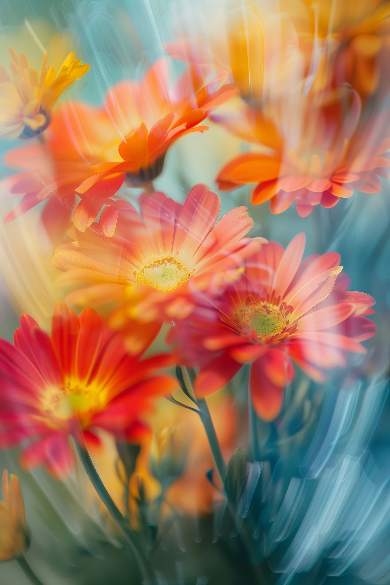 Farbgewaltiges Blumen-Motiv als hochwertiges Wandbild oder Poster. Jetzt als Kunstdruck bestellen auf Leinwand, hinter Acrylglas oder auf Alu-Dibond.