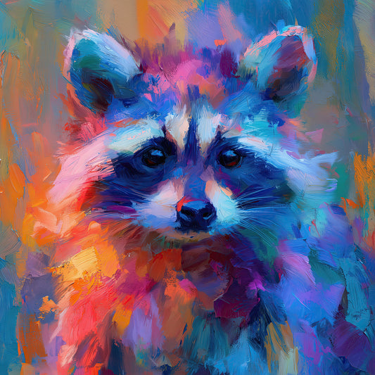Waschbär Gemälde als hochwertiger Kunstdruck. Jetzt bestellen als Wandbild auf Leinwand, Alu-Dibond, hinter Acrylglas oder als Poster.
