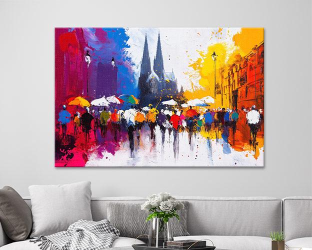 Moderne Leinwandbilder, Kunstdrucke digitaler Gemälde auf Leinwand, fertig zum Aufhängen.