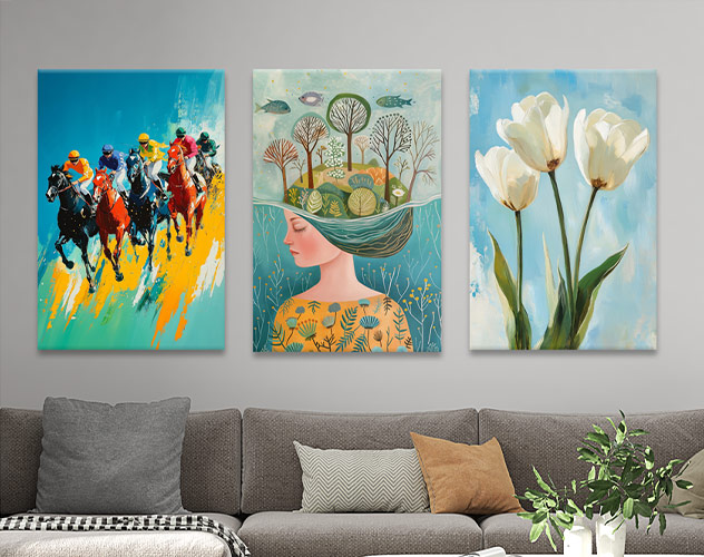 Moderne Leinwandbilder, 
	  Kunstdrucke digitaler Gemälde auf Leinwand, fertig zum Aufhängen.