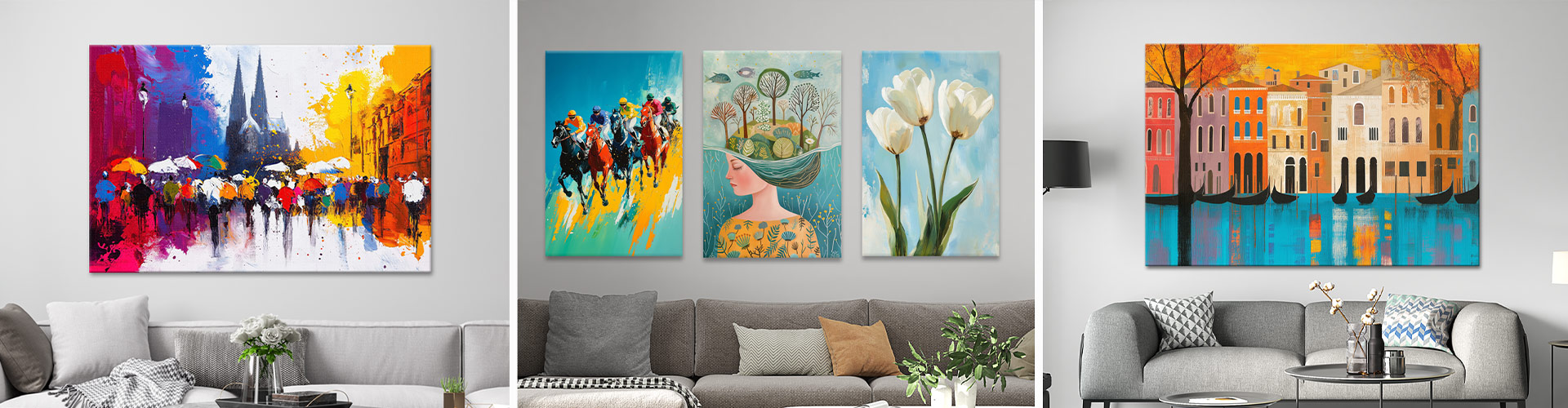Moderne Kunst als hochwertige Wandbilder kaufen - Leinwandbilder, Acrylglasbilder und mehr - im Stil von Gemälden, Fotografien und Illustrationen.